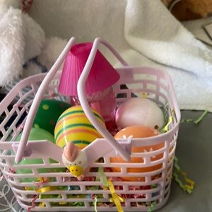 Easter eggs with plastic basket